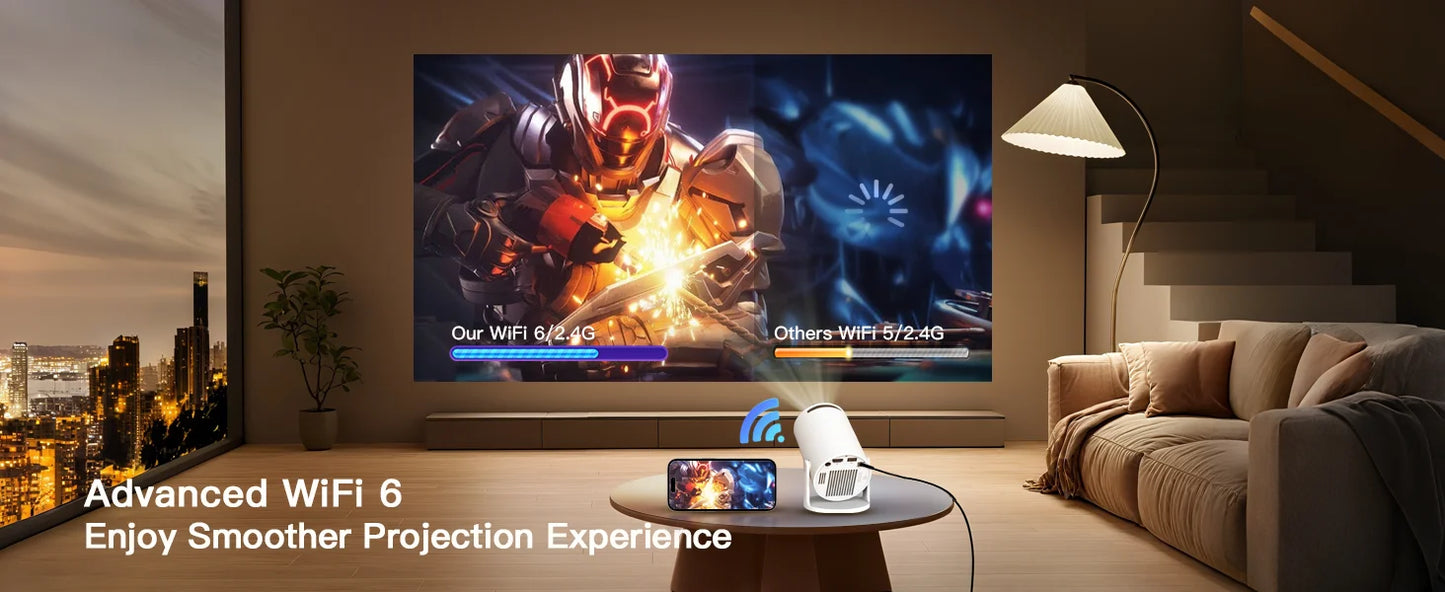 🖥️ Lintrova VisiCast™ Pro – 4K Smart Rotatable Projector