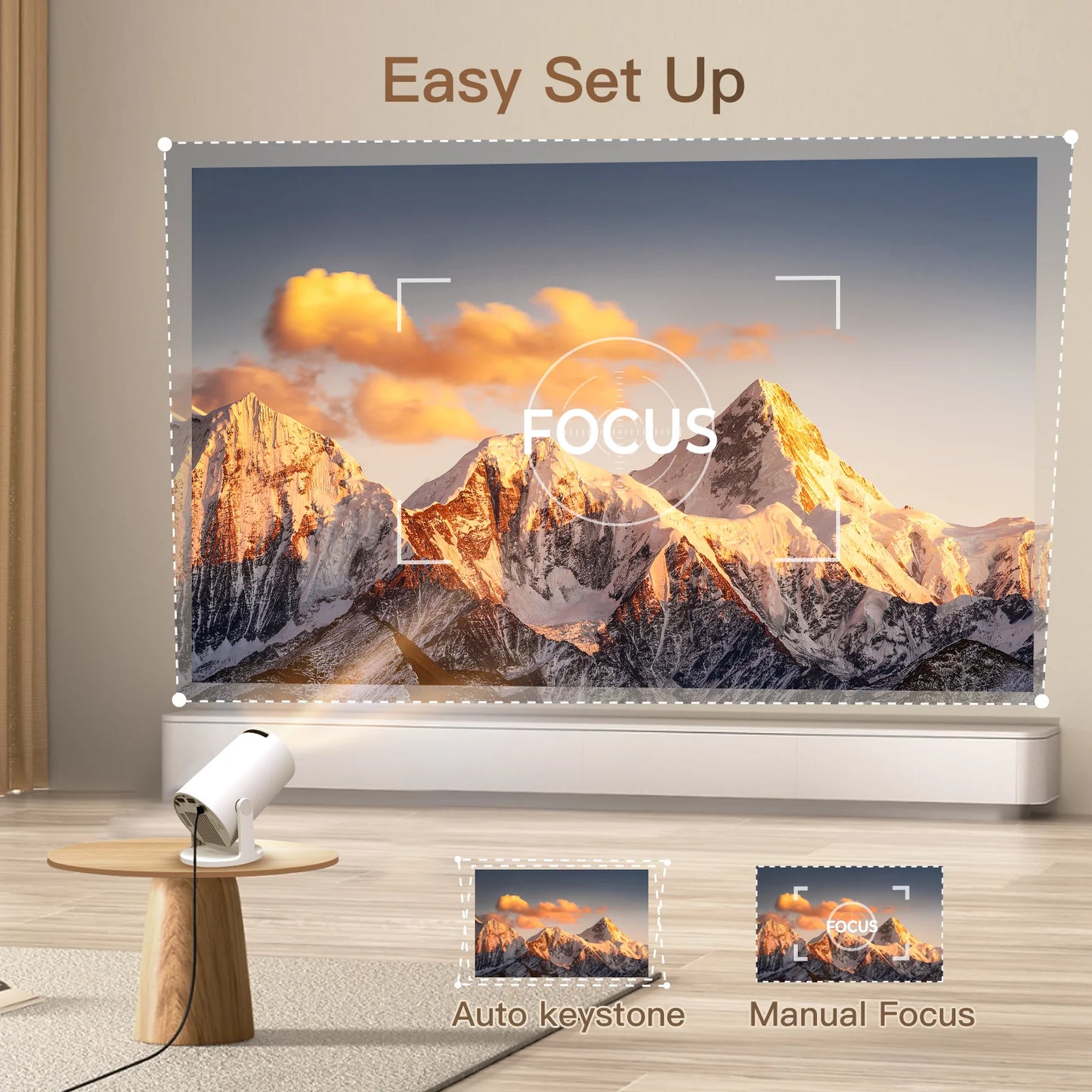 🖥️ Lintrova VisiCast™ Pro – 4K Smart Rotatable Projector