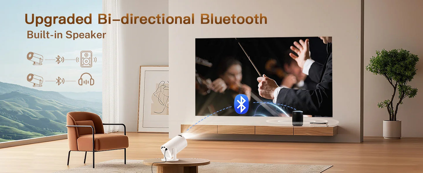 🖥️ Lintrova VisiCast™ Pro – 4K Smart Rotatable Projector