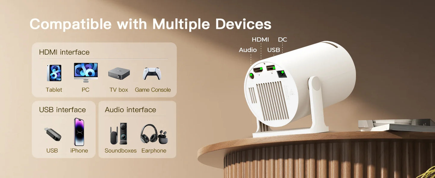 🖥️ Lintrova VisiCast™ Pro – 4K Smart Rotatable Projector