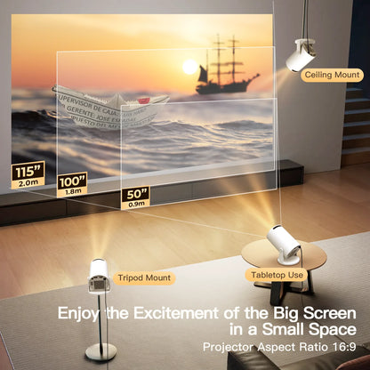 🖥️ Lintrova VisiCast™ Pro – 4K Smart Rotatable Projector