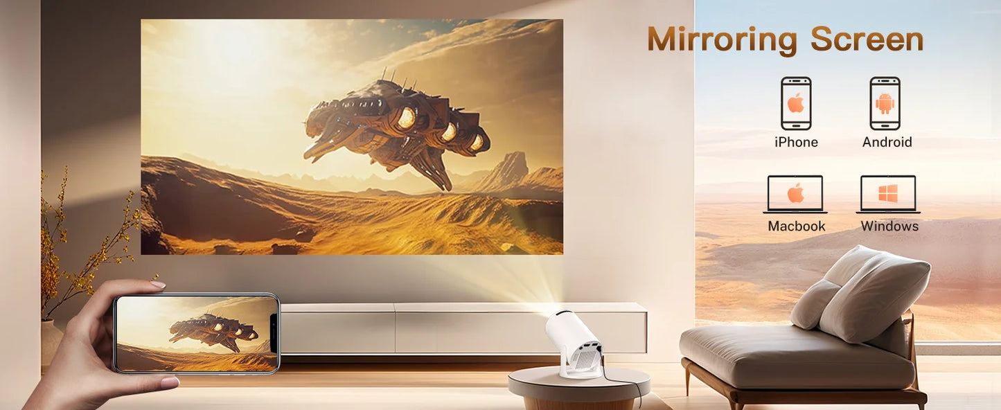 🖥️ Lintrova VisiCast™ Pro – 4K Smart Rotatable Projector